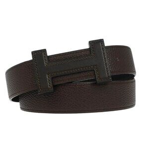 Hermes Brown Togo Box Calf Constance Reversible Belt #80 Small Good